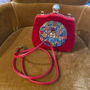Red Suede clutch bag (handmade)